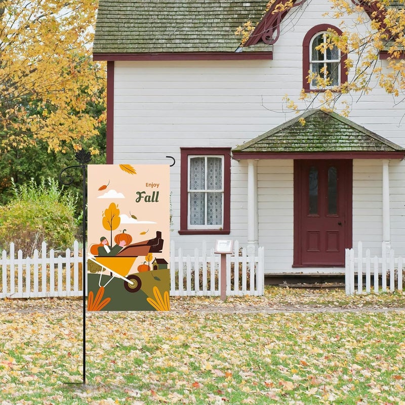 ESTTOP Garden Flag Stand, Thickened Pole Sturdy Straight Premium Metal Yard Flag Holder Weather-Proof Flagpole with Clip and Stopper, Garden Flag, with 6 Seasonal Decorations - Image 5